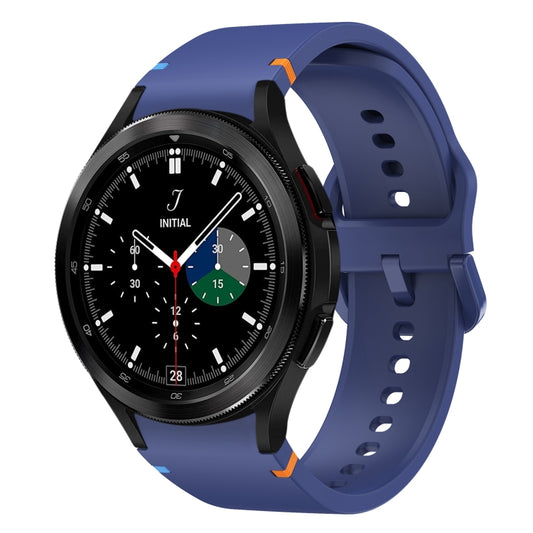 For Samsung Galaxy Watch 4 Classic 42 / 46mm Flat Sewing Design Silicone Watch Band(Midnight Blue) by bashfashion