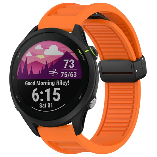 For Garmin Forerunner 255 Music 22mm Foldable Magnetic Buckle Silicone Watch Band(Orange) by bashfashion