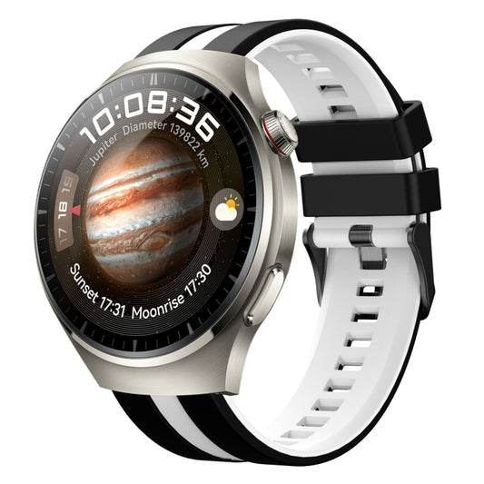For Huawei Watch 4 Pro 22mm Two Color Sports Silicone Watch Band(Black+White) by bashfashion