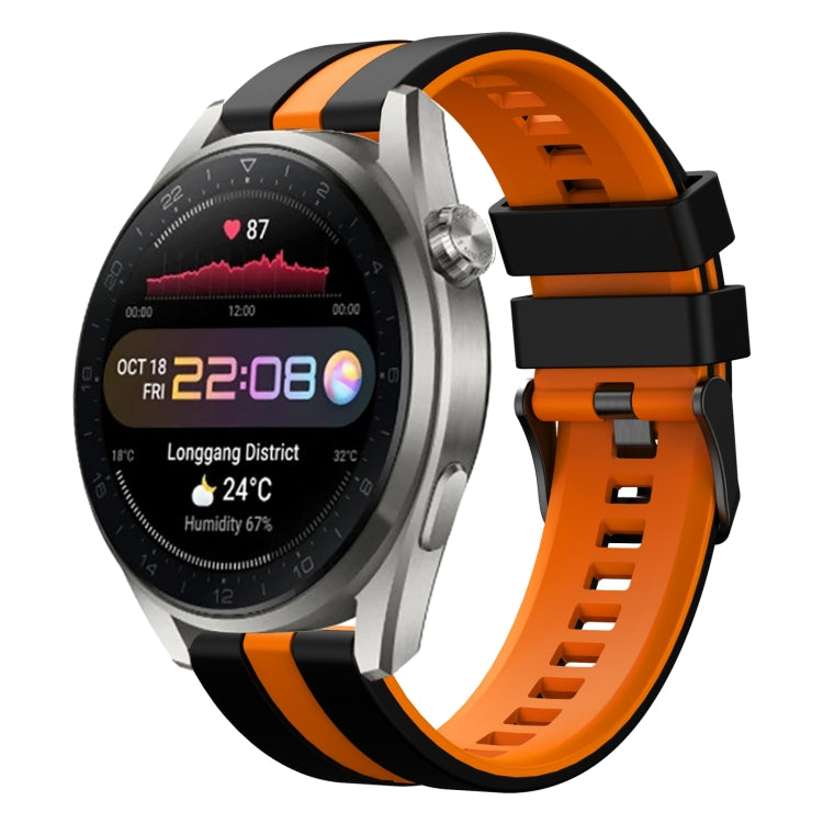 For Huawei Watch 3 Pro New 22mm Two Color Sports Silicone Watch Band(Black+Orange) by bashfashion