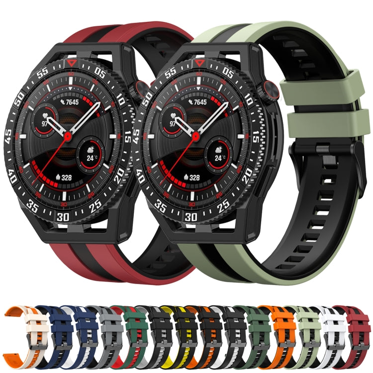 For Huawei Watch 3 Pro New 22mm Two Color Sports Silicone Watch Band(Black+Orange) by bashfashion