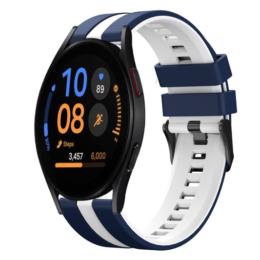 For Samsung Galaxy Watch FE 40mm 20mm Two Color Sports Silicone Watch Band(Blue+White) by bashfashion