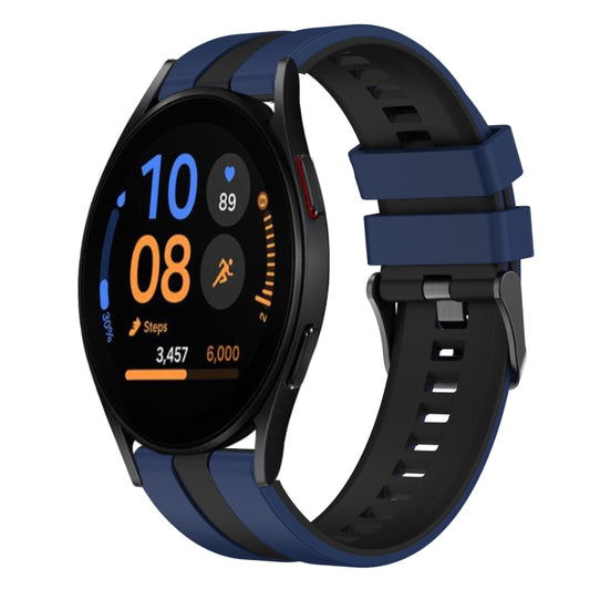 For Samsung Galaxy Watch FE 40mm 20mm Two Color Sports Silicone Watch Band(Blue+Black) by bashfashion