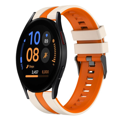 For Samsung Galaxy Watch FE 40mm 20mm Two Color Sports Silicone Watch Band(Starlight+Orange) by bashfashion