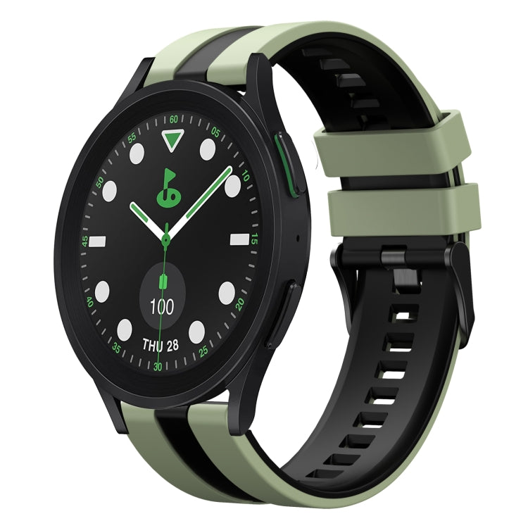 For Samsung Galaxy watch 5 Golf Edition 20mm Two Color Sports Silicone Watch Band(Light Green+Black) by bashfashion