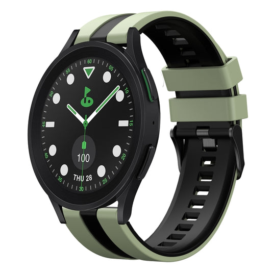 For Samsung Galaxy watch 5 Golf Edition 20mm Two Color Sports Silicone Watch Band(Light Green+Black) by bashfashion