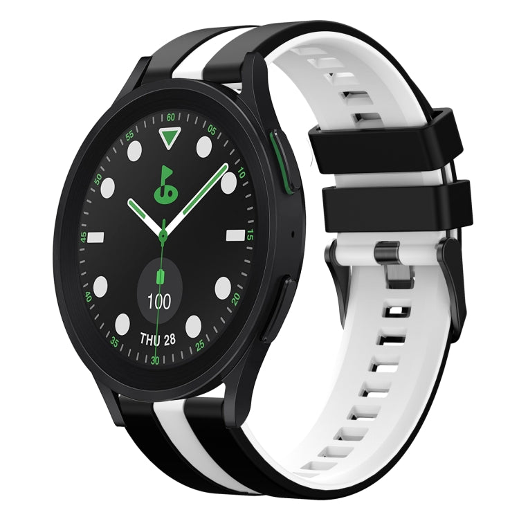 For Samsung Galaxy watch 5 Golf Edition 20mm Two Color Sports Silicone Watch Band(Black+White) by bashfashion