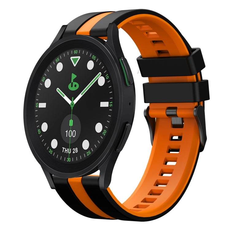 For Samsung Galaxy watch 5 Golf Edition 20mm Two Color Sports Silicone Watch Band(Black+Orange) by bashfashion