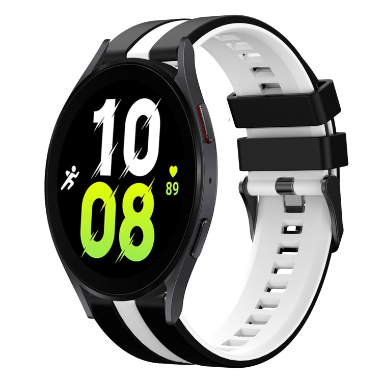 For Samsung Galaxy Watch 5 44mm 20mm Two Color Sports Silicone Watch Band(Black+White) by bashfashion