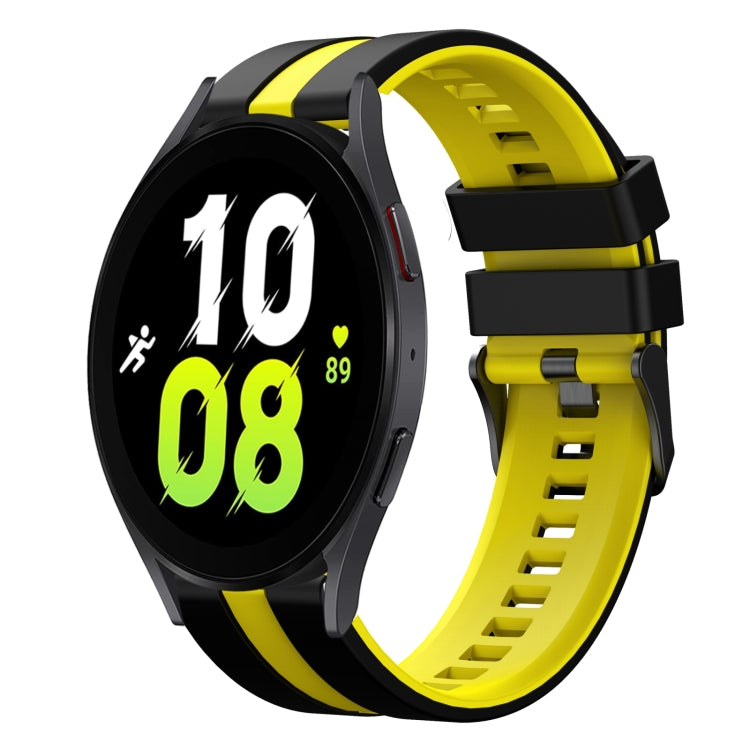 For Samsung Galaxy Watch 5 44mm 20mm Two Color Sports Silicone Watch Band(Black+Yellow) by bashfashion