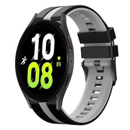 For Samsung Galaxy Watch 5 44mm 20mm Two Color Sports Silicone Watch Band(Black+Grey) by bashfashion