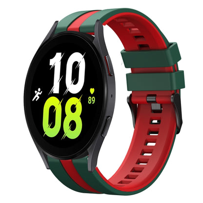 For Samsung Galaxy Watch 5 44mm 20mm Two Color Sports Silicone Watch Band(Green+Red) by bashfashion