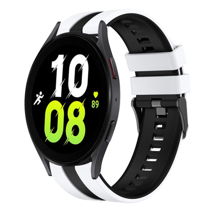 For Samsung Galaxy Watch 5 40mm 20mm Two Color Sports Silicone Watch Band(White+Black) by bashfashion