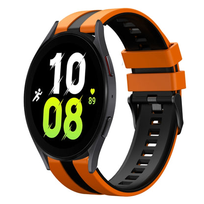 For Samsung Galaxy Watch 5 40mm 20mm Two Color Sports Silicone Watch Band(Orange+Black) by bashfashion