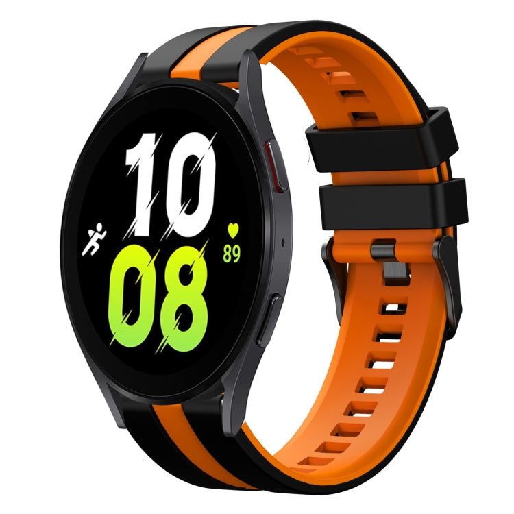 For Samsung Galaxy Watch 5 40mm 20mm Two Color Sports Silicone Watch Band(Black+Orange) by bashfashion