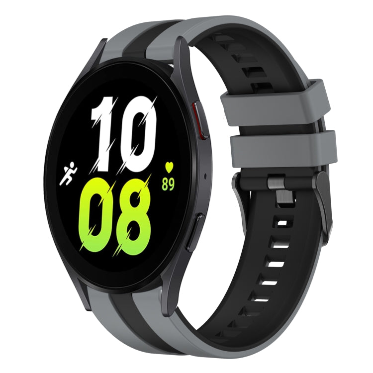 For Samsung Galaxy Watch 5 40mm 20mm Two Color Sports Silicone Watch Band(Grey+Black) by bashfashion