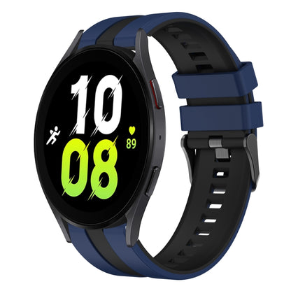 For Samsung Galaxy Watch 5 40mm 20mm Two Color Sports Silicone Watch Band(Blue+Black) by bashfashion