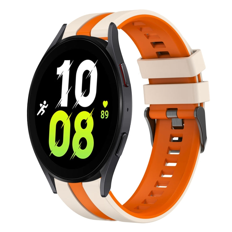 For Samsung Galaxy Watch 5 40mm 20mm Two Color Sports Silicone Watch Band(Starlight+Orange) by bashfashion