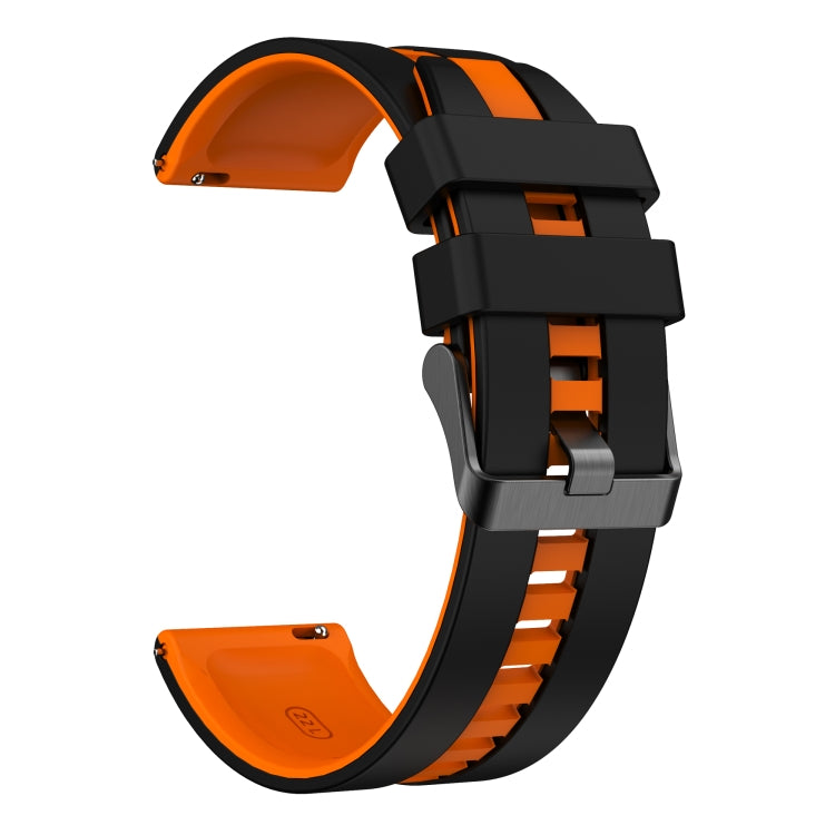 For Samsung Galaxy Watch 5 Pro 45mm 20mm Two Color Sports Silicone Watch Band(Black+Orange) by bashfashion