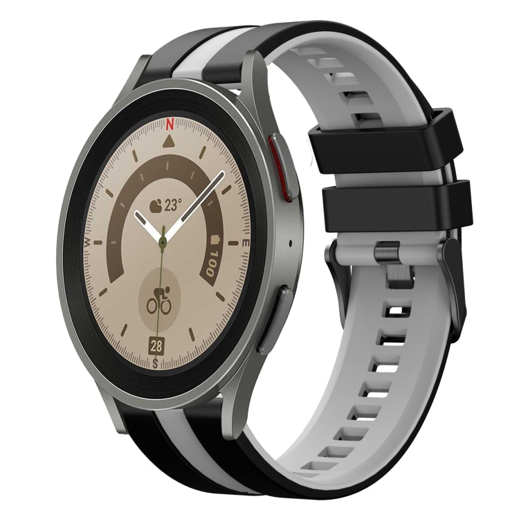 For Samsung Galaxy Watch 5 Pro 45mm 20mm Two Color Sports Silicone Watch Band(Black+Grey) by bashfashion