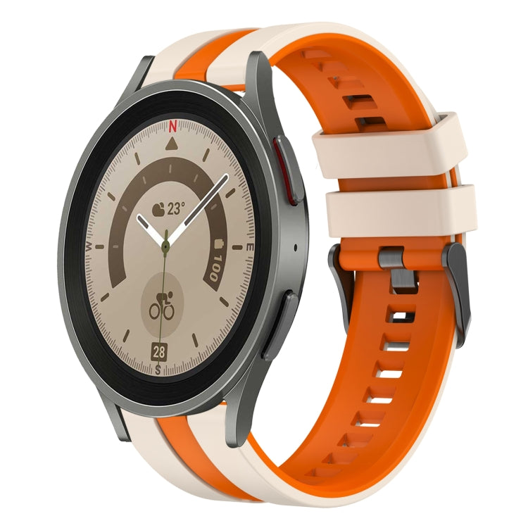 For Samsung Galaxy Watch 5 Pro 45mm 20mm Two Color Sports Silicone Watch Band(Starlight+Orange) by bashfashion