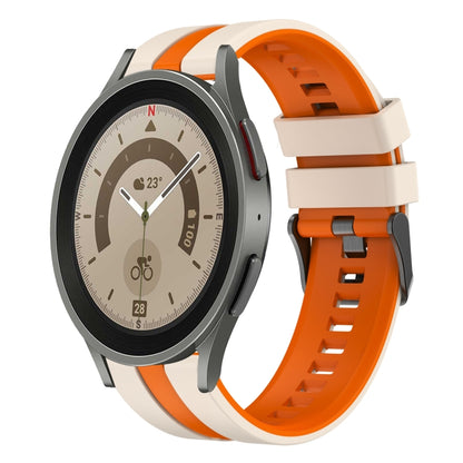 For Samsung Galaxy Watch 5 Pro 45mm 20mm Two Color Sports Silicone Watch Band(Starlight+Orange) by bashfashion