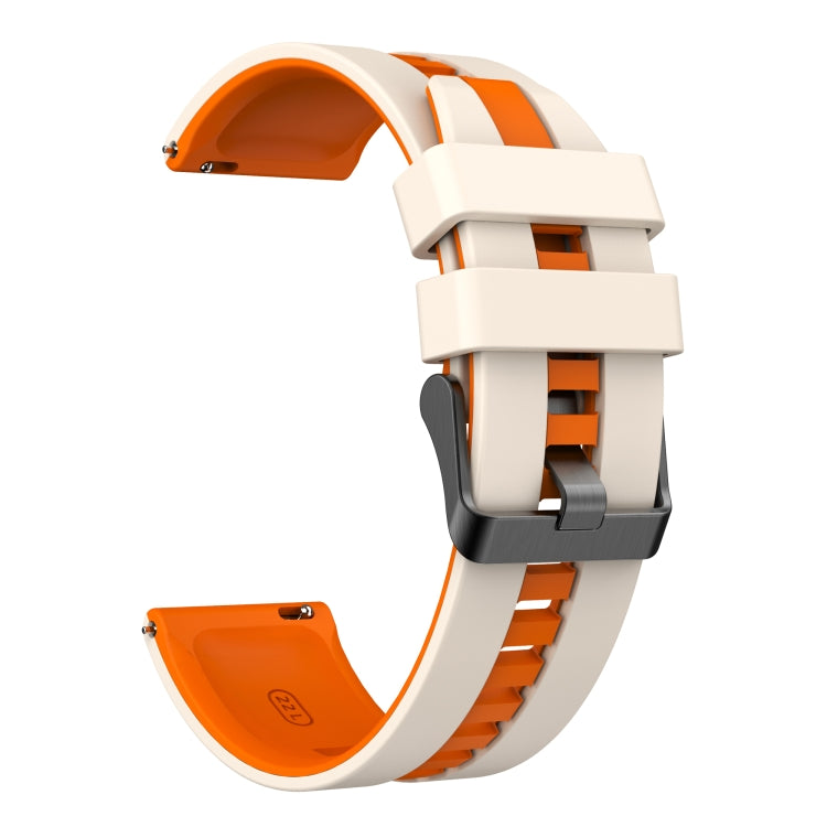 For Samsung Galaxy Watch 5 Pro 45mm 20mm Two Color Sports Silicone Watch Band(Starlight+Orange) by bashfashion