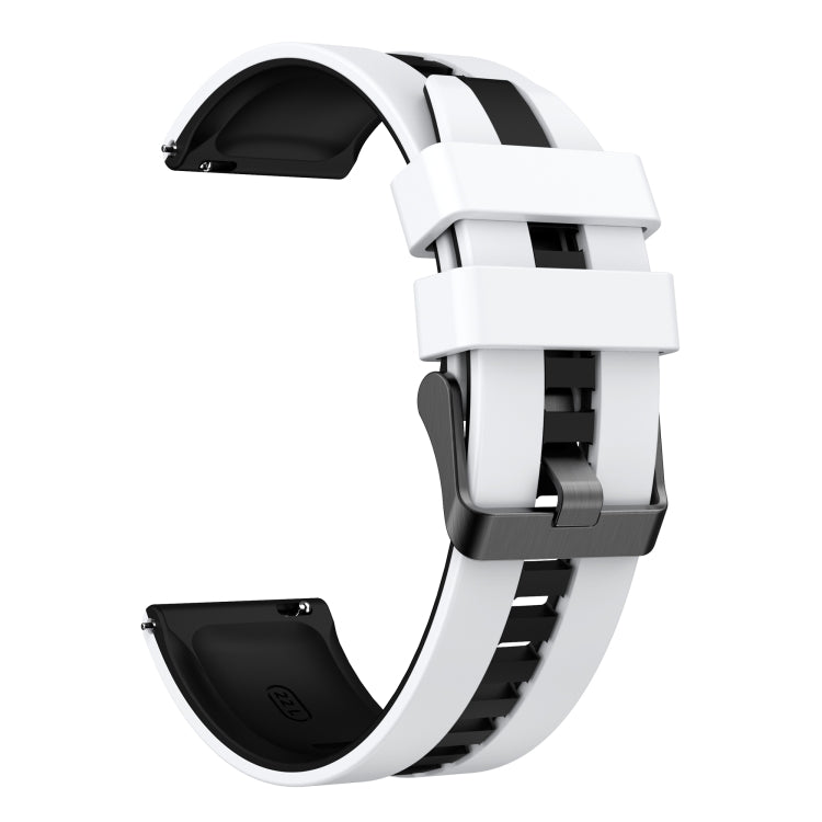 For Samsung Galaxy Watch 4 44mm 20mm Two Color Sports Silicone Watch Band(White+Black) by bashfashion