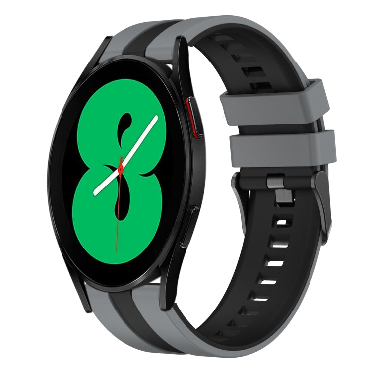 For Samsung Galaxy Watch 4 44mm 20mm Two Color Sports Silicone Watch Band(Grey+Black) by bashfashion
