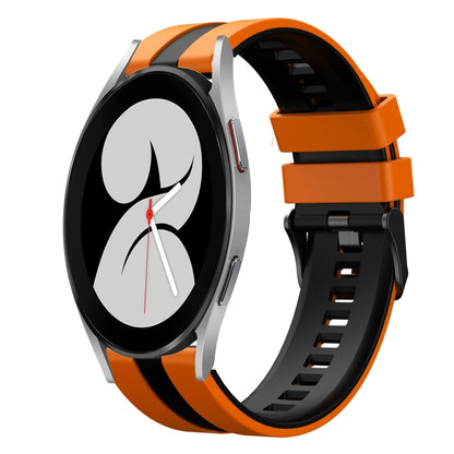 For Samsung Galaxy Watch 4 40mm 20mm Two Color Sports Silicone Watch Band(Orange+Black) by bashfashion