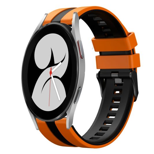 For Samsung Galaxy Watch 4 40mm 20mm Two Color Sports Silicone Watch Band(Orange+Black) by bashfashion