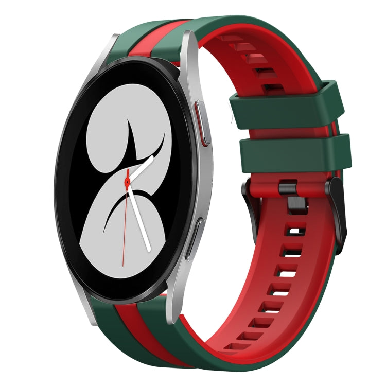 For Samsung Galaxy Watch 4 40mm 20mm Two Color Sports Silicone Watch Band(Green+Red) by bashfashion