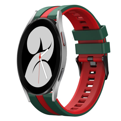 For Samsung Galaxy Watch 4 40mm 20mm Two Color Sports Silicone Watch Band(Green+Red) by bashfashion