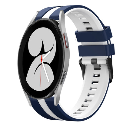 For Samsung Galaxy Watch 4 40mm 20mm Two Color Sports Silicone Watch Band(Blue+White) by bashfashion