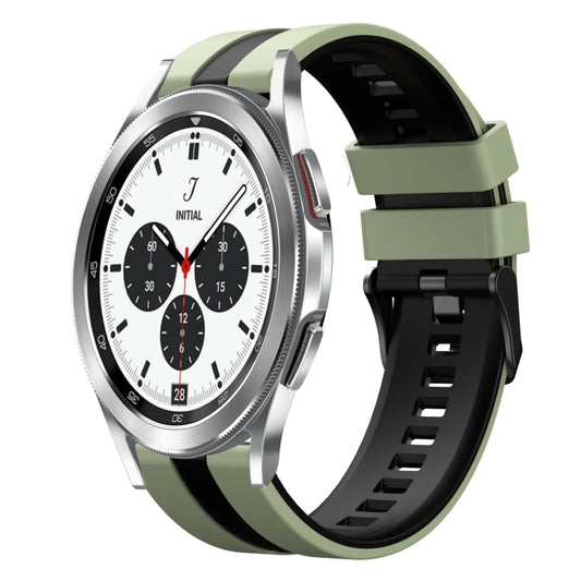 For Samsung Galaxy Watch 4 Classic 42mm 20mm Two Color Sports Silicone Watch Band(Light Green+Black) by bashfashion