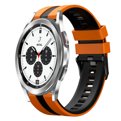 For Samsung Galaxy Watch 4 Classic 42mm 20mm Two Color Sports Silicone Watch Band(Orange+Black) by bashfashion