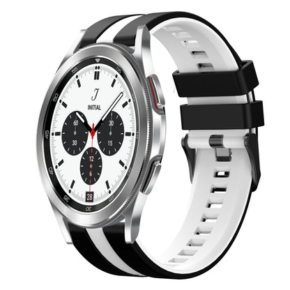 For Samsung Galaxy Watch 4 Classic 42mm 20mm Two Color Sports Silicone Watch Band(Black+White) by bashfashion