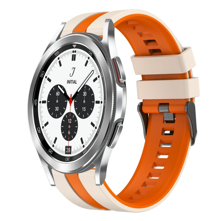 For Samsung Galaxy Watch 4 Classic 42mm 20mm Two Color Sports Silicone Watch Band(Starlight+Orange) by bashfashion