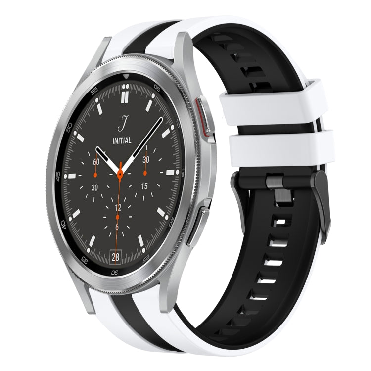 For Samsung Galaxy Watch 4 Classic 46mm 20mm Two Color Sports Silicone Watch Band(White+Black) by bashfashion
