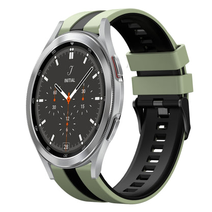 For Samsung Galaxy Watch 4 Classic 46mm 20mm Two Color Sports Silicone Watch Band(Light Green+Black) by bashfashion