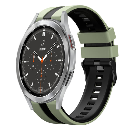 For Samsung Galaxy Watch 4 Classic 46mm 20mm Two Color Sports Silicone Watch Band(Light Green+Black) by bashfashion