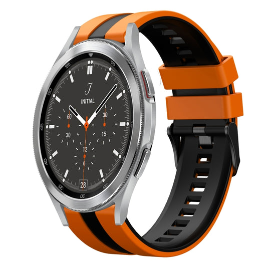 For Samsung Galaxy Watch 4 Classic 46mm 20mm Two Color Sports Silicone Watch Band(Orange+Black) by bashfashion