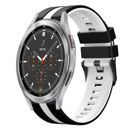 For Samsung Galaxy Watch 4 Classic 46mm 20mm Two Color Sports Silicone Watch Band(Black+White) by bashfashion