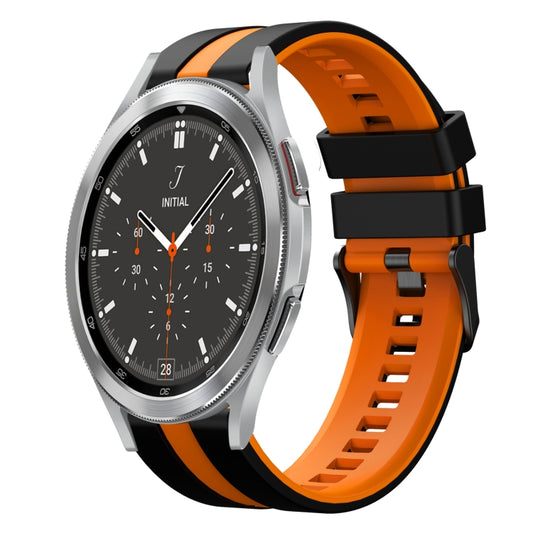 For Samsung Galaxy Watch 4 Classic 46mm 20mm Two Color Sports Silicone Watch Band(Black+Orange) by bashfashion