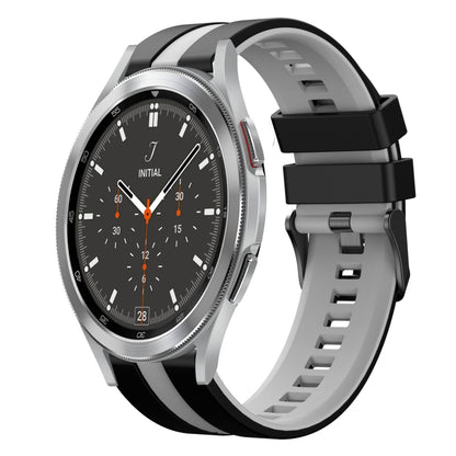 For Samsung Galaxy Watch 4 Classic 46mm 20mm Two Color Sports Silicone Watch Band(Black+Grey) by bashfashion