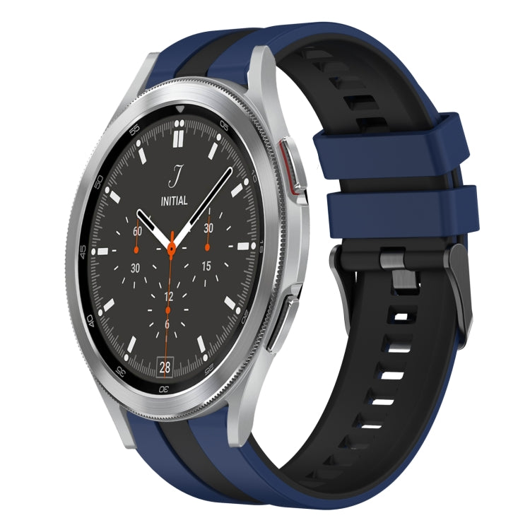 For Samsung Galaxy Watch 4 Classic 46mm 20mm Two Color Sports Silicone Watch Band(Blue+Black) by bashfashion