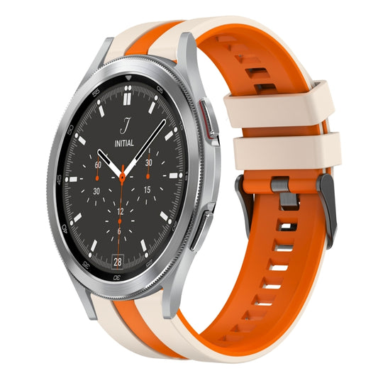 For Samsung Galaxy Watch 4 Classic 46mm 20mm Two Color Sports Silicone Watch Band(Starlight+Orange) by bashfashion