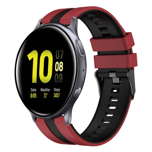 For Samsung Galaxy Watch Active 2 40mm 20mm Two Color Sports Silicone Watch Band(Red+Black) by bashfashion