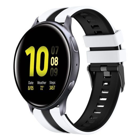 For Samsung Galaxy Watch Active 2 40mm 20mm Two Color Sports Silicone Watch Band(White+Black) by bashfashion