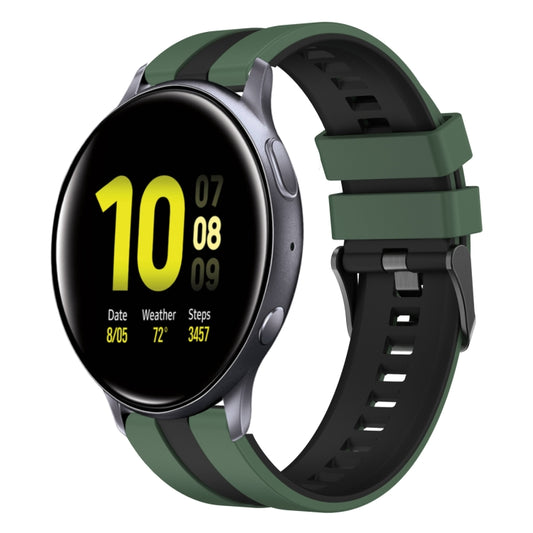 For Samsung Galaxy Watch Active 2 40mm 20mm Two Color Sports Silicone Watch Band(Olive Green+Black) by bashfashion